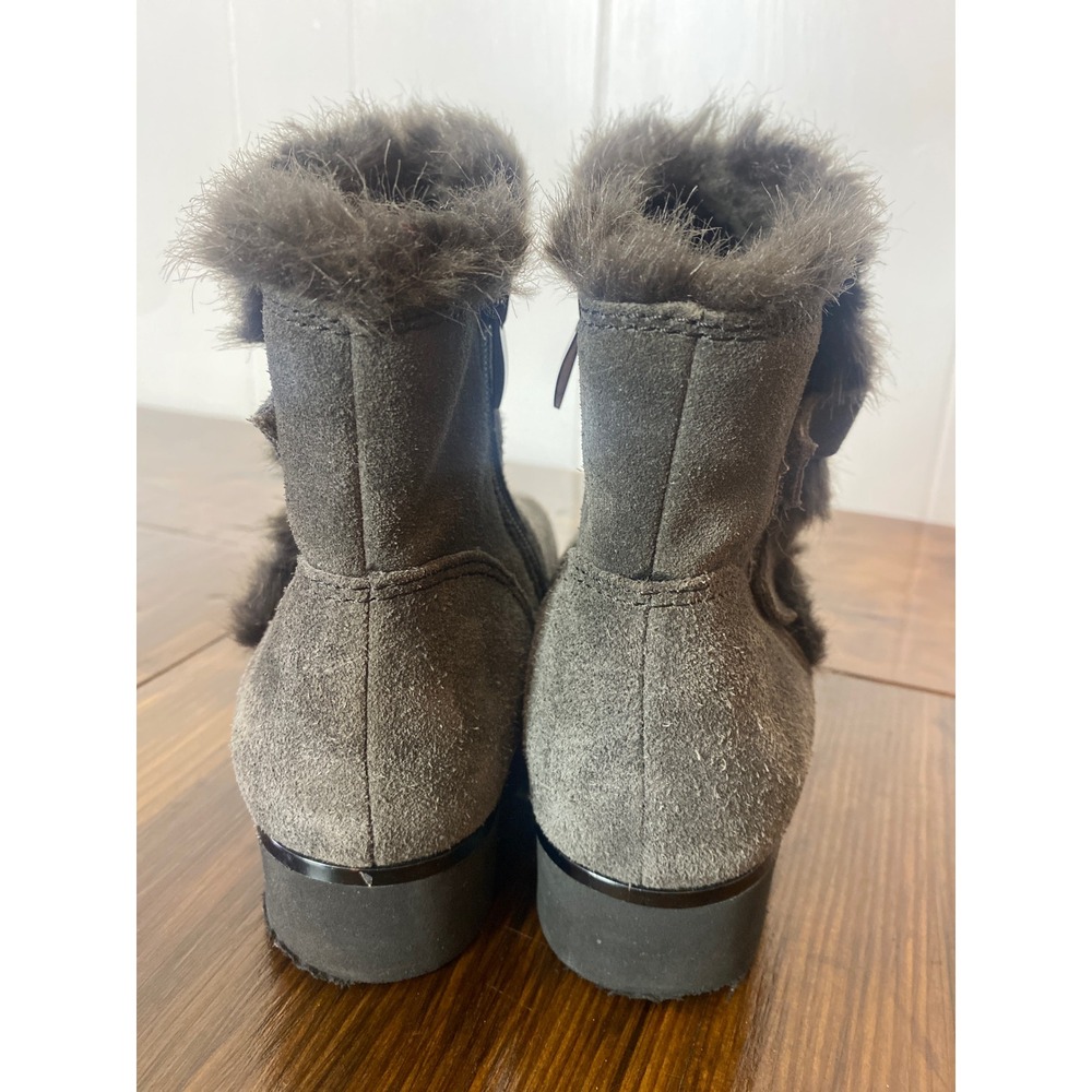 Franco Sarto Grey Suede Faux Fur Trim Ankle Boots Women 8M SKU DC1 - Picture 3 of 8